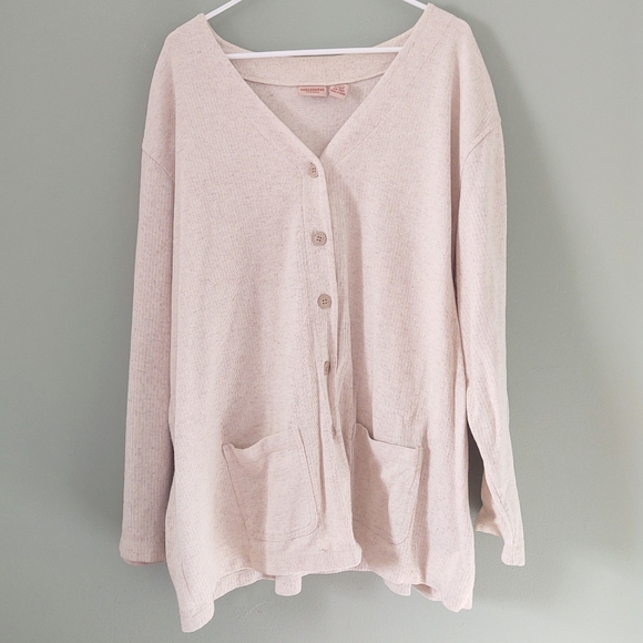 Crossroads Sweaters - CROSSROADS Beige Cotton Linen Blend Button Up Cardigan Plus Size 3X